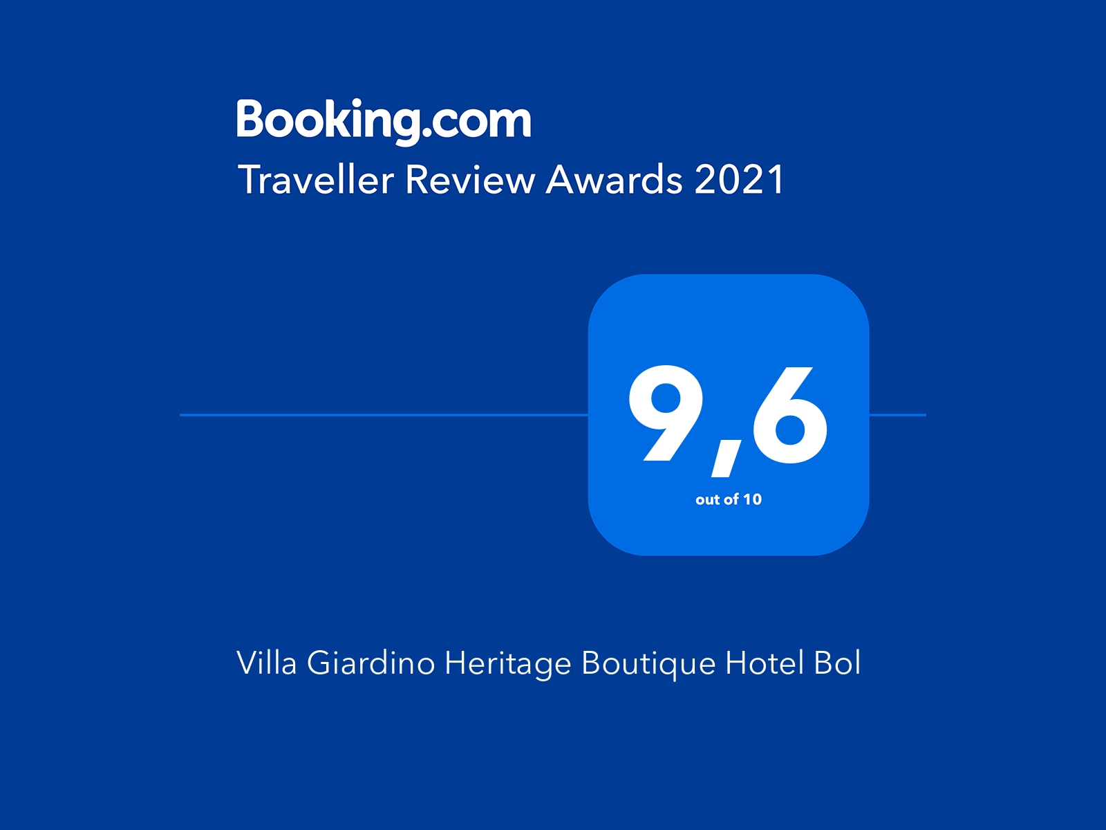 Villa Giardino wins the Traveller Review Award!